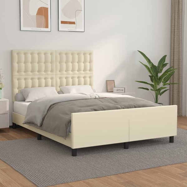 Letto con rete imbottito 140x190 similpelle tortora PRIYA