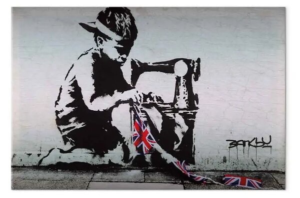 Quadro moderno Union Jack Kid (Banksy)