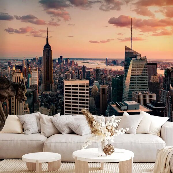 Carta da parati Architettura urbana - grattacieli di New York City al tramonto