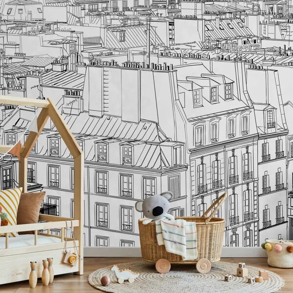 Carta da parati moderna Taccuino del parigino - panorama urbano in bianco e nero