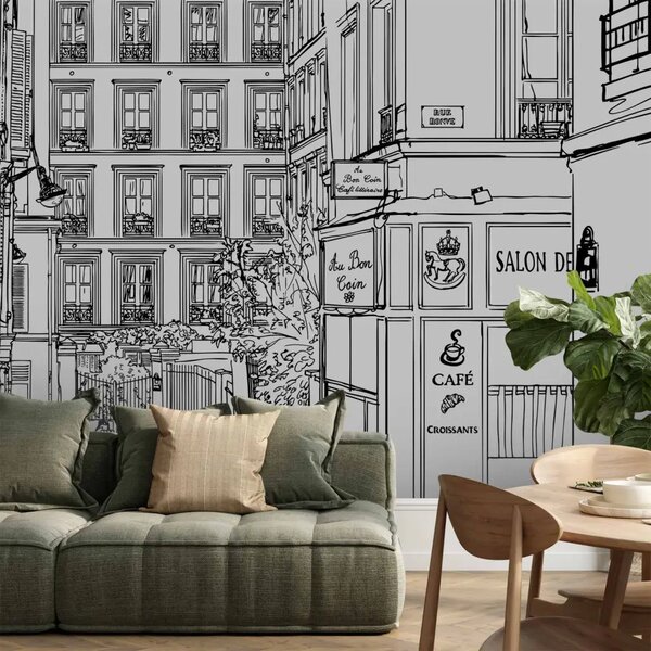 Carta da parati Camminando tra i palazzi - architettura bianconera di Parigi