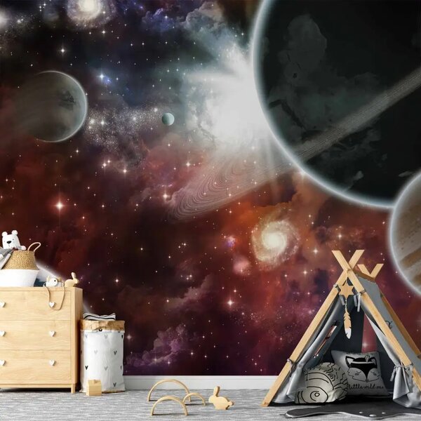 Carta da parati Passeggiata tra le stelle - spazio con pianeti e stelle
