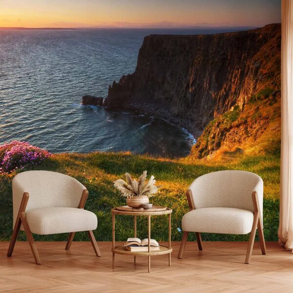 Carta da parati Scogliere di Moher, Irlanda - paesaggio con mare e tramonto