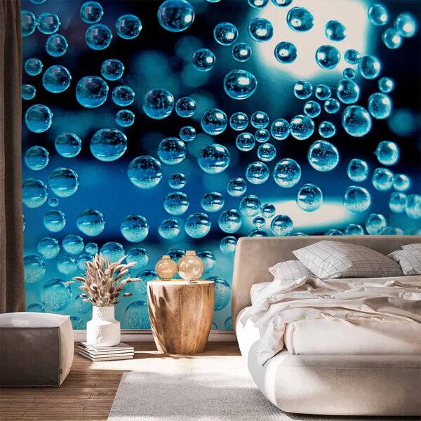 Carta da parati Acqua Blu con Bolle - Forme geometriche su sfondo sfocato