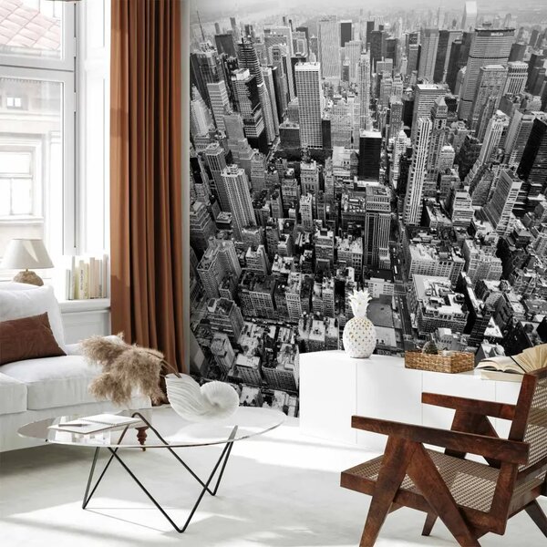 Carta da parati New York in bianco e nero - architettura con grattacieli