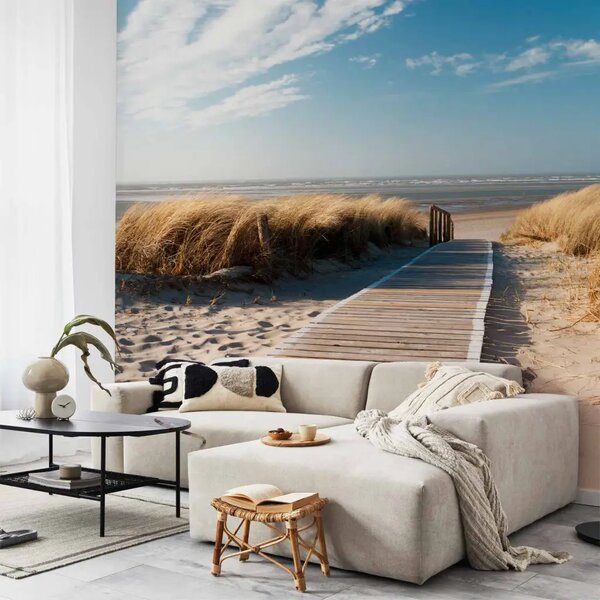 Carta da parati moderna Langeoog - paesaggio con spiaggia sabbiosa del Mare del Nord