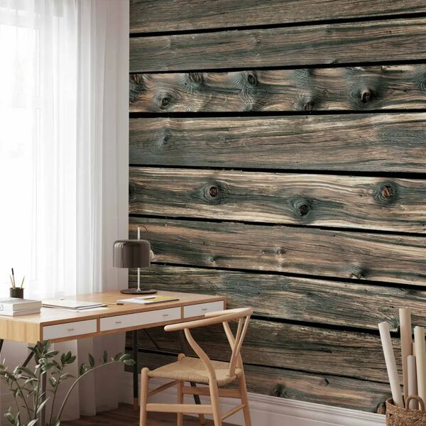 Carta da parati Assi rustici - sfondo a motivo di legno freddo in tonalità grigio