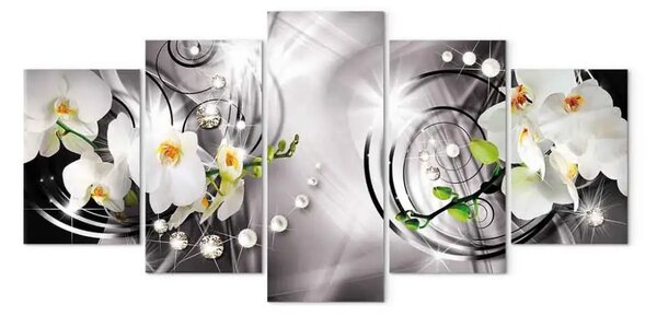 Quadro Orchidea, perle e diamanti