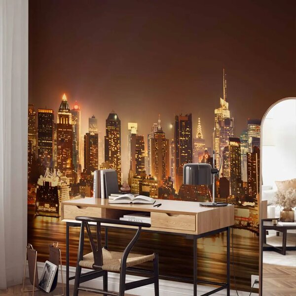 Carta da parati Architettura di New York - Panorama notturno di una grande città