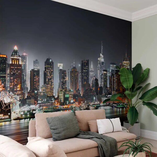 Carta da parati Panorama di New York - Architettura cittadina di notte e grattacieli