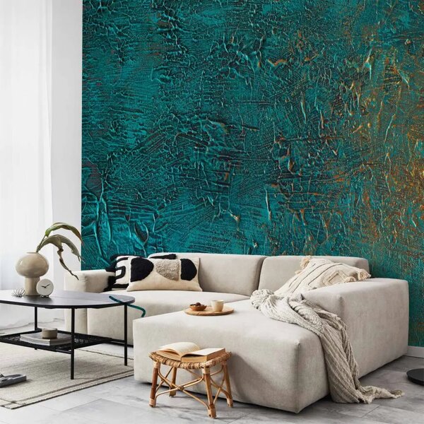 Carta da parati moderna Specchio azzurro - texture astratta ispirata a pittura moderna