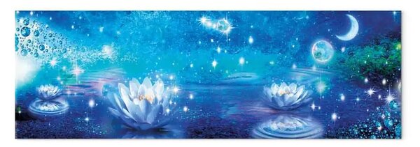 Quadro Lago fatato - paesaggio notturno con gigli galleggianti in acqua