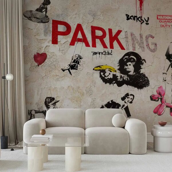 Carta da parati moderna Collage graffiti Banksy