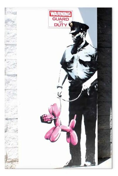 Quadro moderno Cane con palloncino rosa da guardia della polizia Banksy