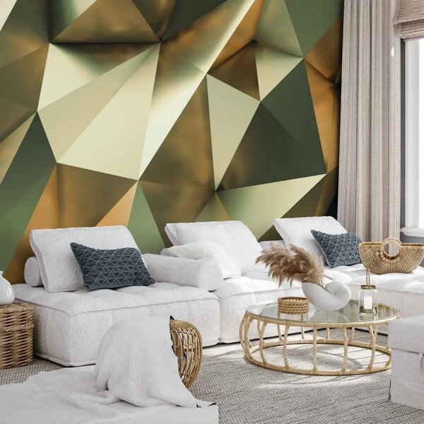 Carta da parati Brillare geometrico - motivo dorato con bagliore e effetto 3D