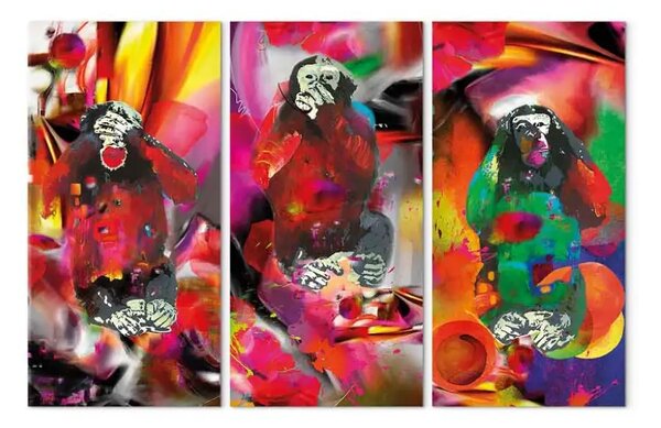Quadro Scimmie pazze - trittico