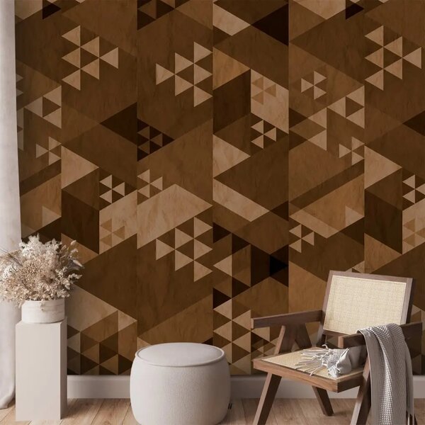 Carta da parati design Patchwork marrone