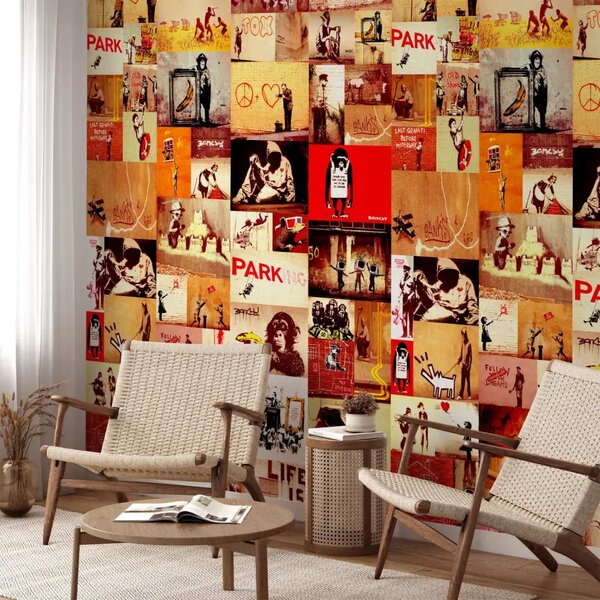Carta da parati design Collage - Banksy