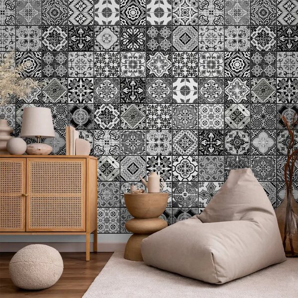 Carta da parati design Arabesque - Bianco e nero