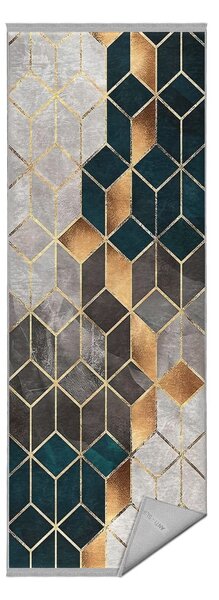 Tappeto bianco-petrolio lavabile 80x200 cm Optic - Mila Home