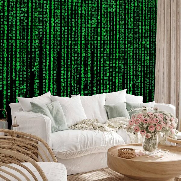 Carta da parati Pioggia digitale - Codice binario di numeri in stile Matrix