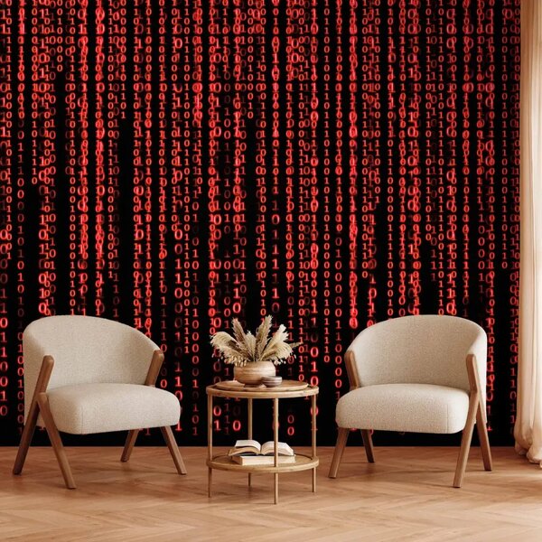 Carta da parati Pioggia digitale rossa - Motivo del film Matrix di numeri