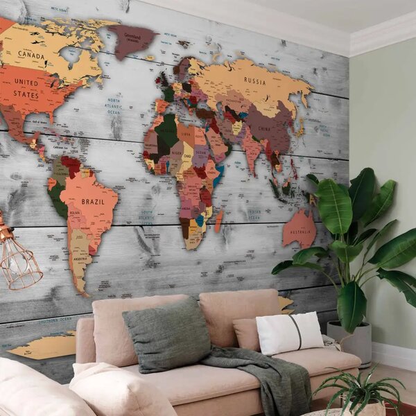 Carta da parati Direzione del mondo - Mappa del mondo con didascalie degli stati