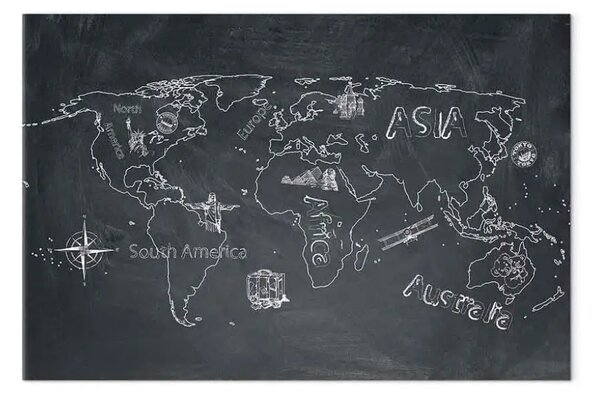 Quadro su tela Mappa del mondo: Imparare a viaggiare