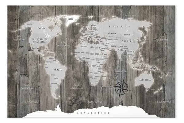 Quadro su tela Mappa del mondo: Mondo di legno
