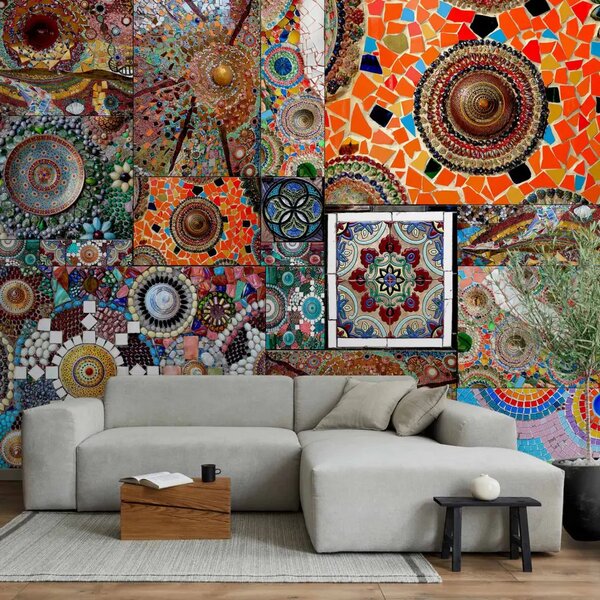 Carta da parati Tesori marocchini - colorata composizione di pietre in mosaico