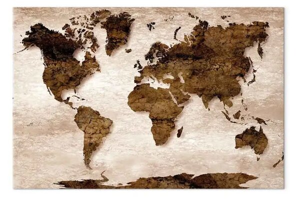 Quadro su tela Mappa del mondo: Terra marrone