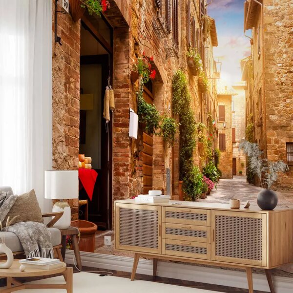 Carta da parati Italia e Toscana - paesaggio soleggiato con architettura in mattoni