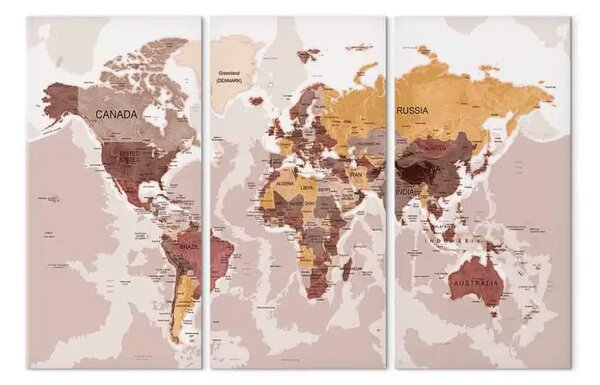 Quadro moderno Mappa del mondo: Valle marrone