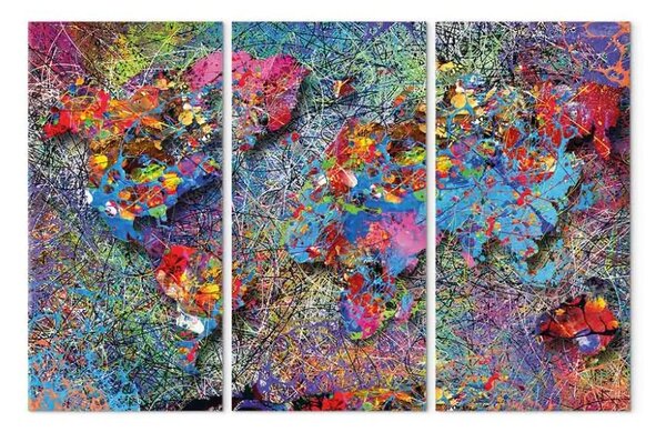 Quadro moderno Mappa del mondo: un ammasso colorato