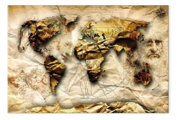 Quadro moderno Mappa: Ispirazione di Leonardo da Vinci