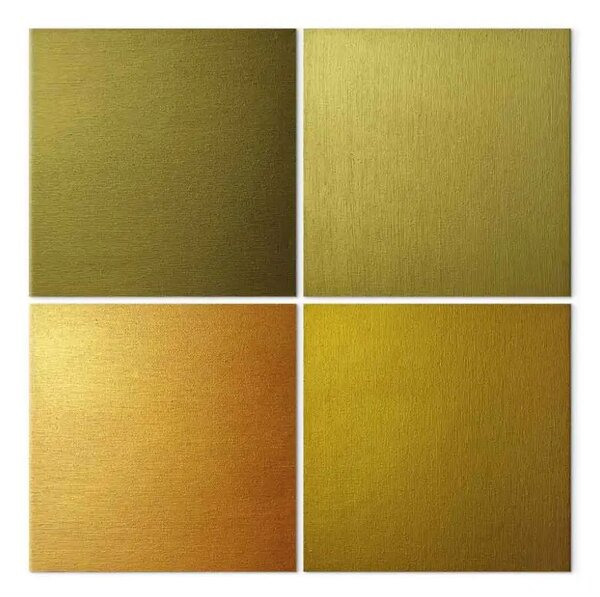 Quadro moderno Quartetto dorato (4-pezzo) - quattro quadrati artistici in oro