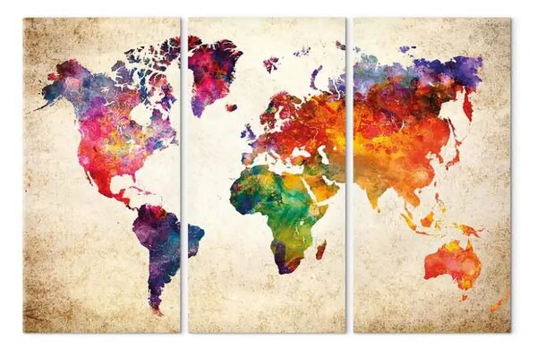 Quadro contemporaneo Mappa del mondo ad acquerello