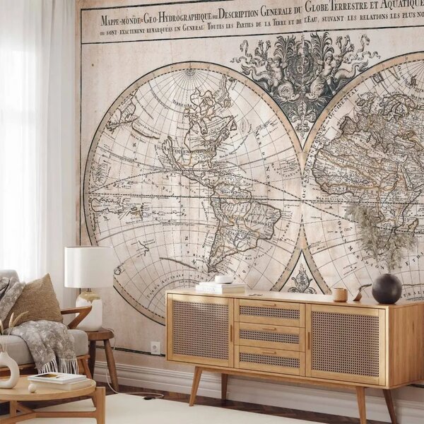 Carta da parati Mappa del mondo idrografica