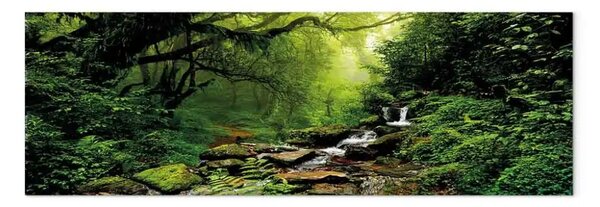 Quadro Foresta delle favole - cascata tranquilla in angolo verde