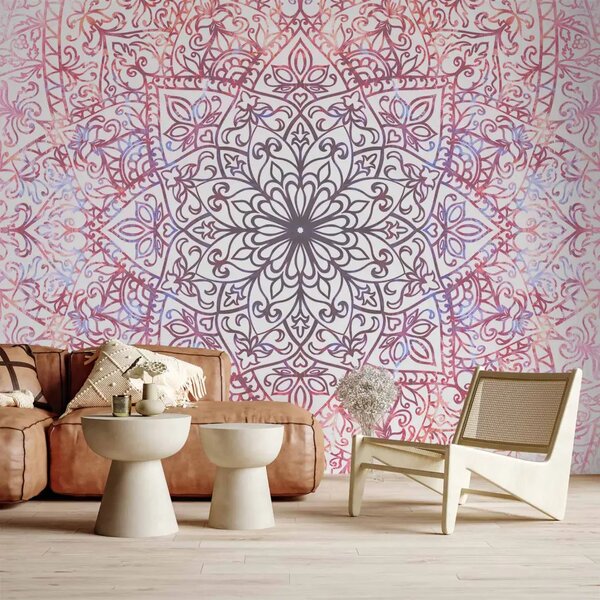 Carta da parati Favola orientale - sfondo geometrico con mandala colorata
