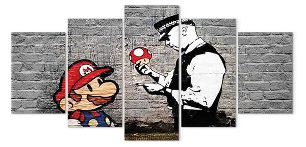 Quadro moderno Fungo di Super Mario Banksy