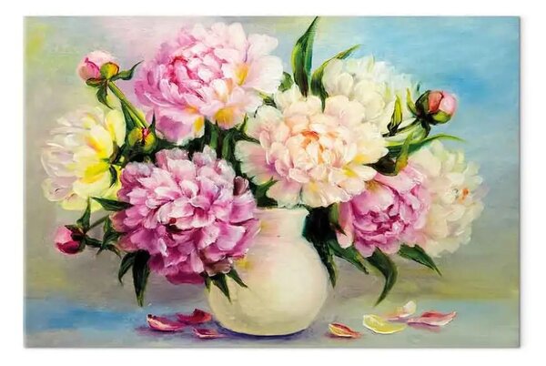 Quadro contemporaneo Peonie - un bouquet di felicità