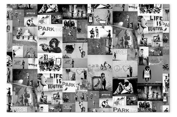 Quadro su tela Banksy: Collage di graffiti