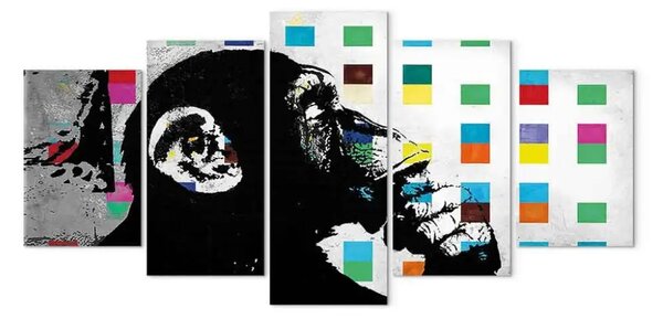 Quadro moderno Scimmia pensante Banksy