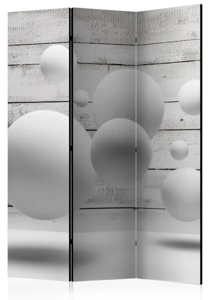 Paravento design Sfere - figure astratte tridimensionali legno grigio