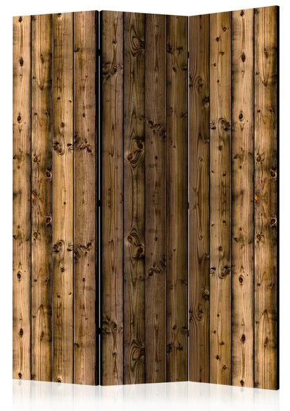 Paravento separè Cottage di campagna - texture delle assi di legno marrone scuro
