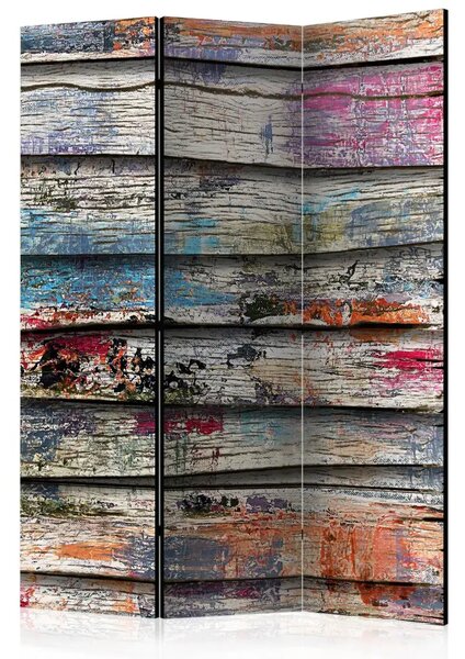 Paravento Legno colorato - texture delle tavole di legno con macchie colorate