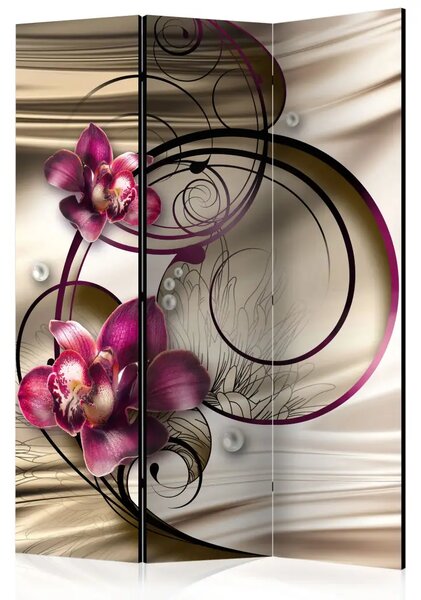 Paravento Dolcezza di estasi - orchidee su sfondo di ornamenti astratti