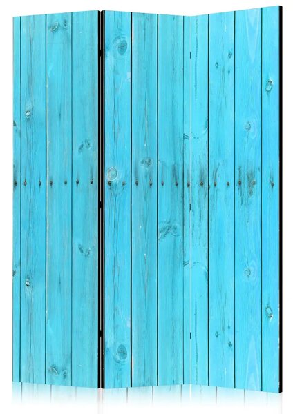 Paravento separè Assi blu - texture leggera delle tavole di legno blu