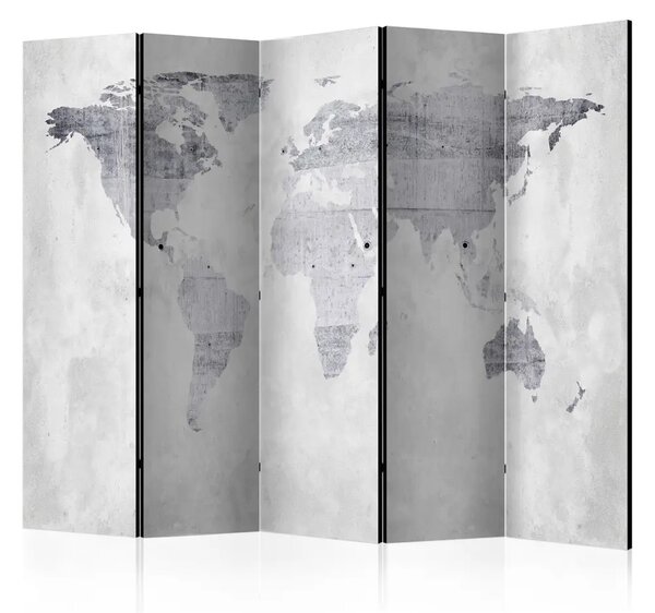 Paravento separè Mappa di cemento - continenti grigi su cemento